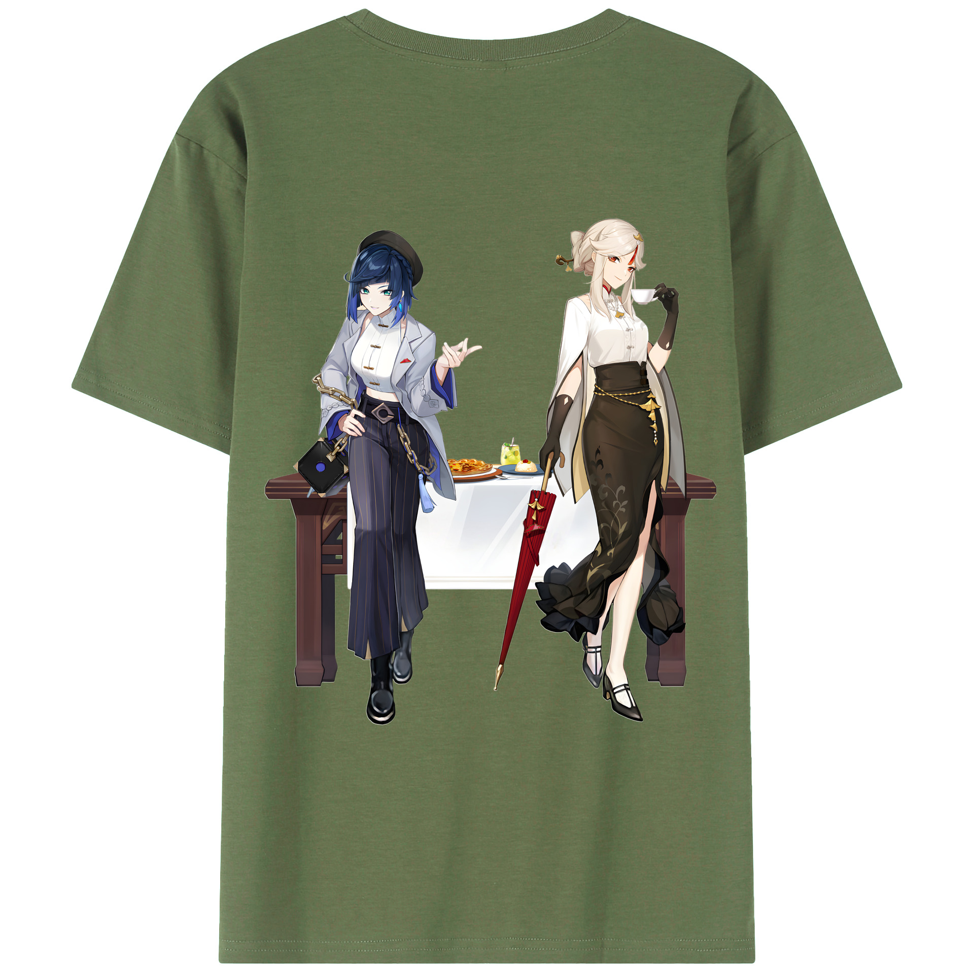 げんし神 夜兰 やらん genshin Yaran 綿100％ メンズ半袖Tシャツ（バックプリント） 通気性
